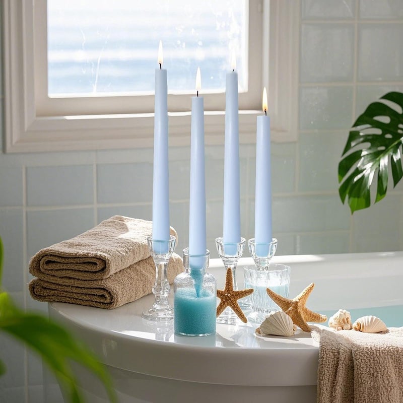 Sihuida 12-Pack Pale Blue Taper Candles, 10 Inch Unscented Dripless Candlesticks, Long-Lasting Burn Time of 6-7 Hours, Perfect for Home Décor Weddings Babyshower and Events - Image 4